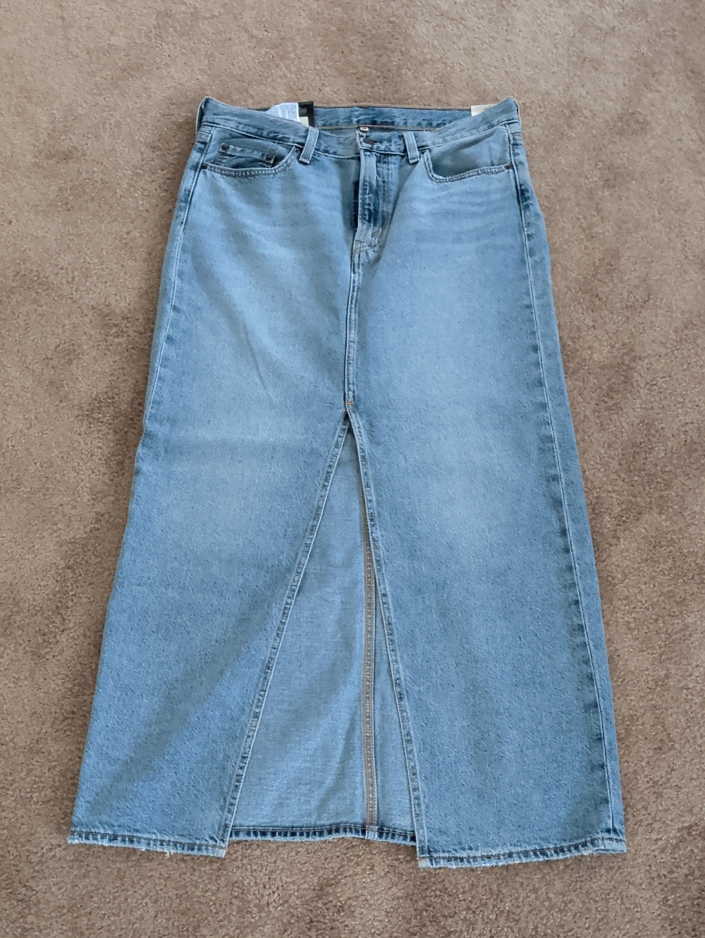 Levi's Light Blue Denim Maxi Skirt with Front Slit